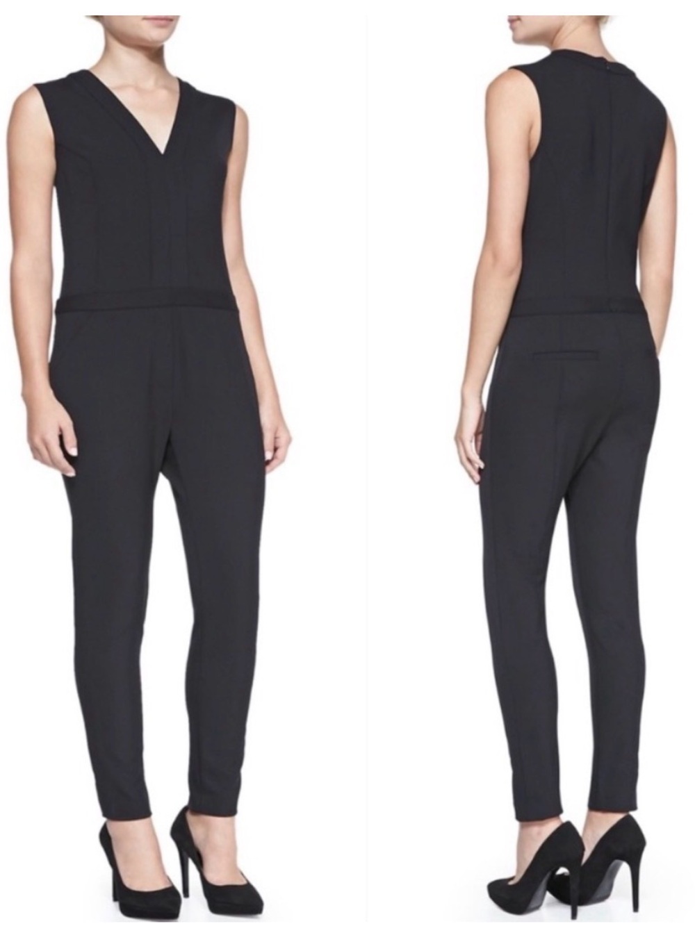 Veronica Beard | Black V Neck Sleeveless Jumpsuit size 8
